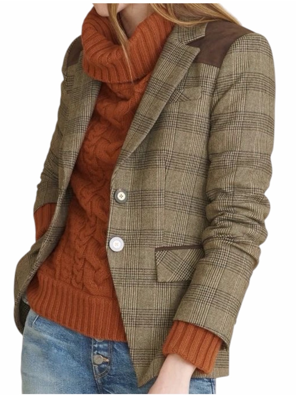 Veronica Beard Fergie Dickey Jacket Plaid Wool Leather Blazer Size 00